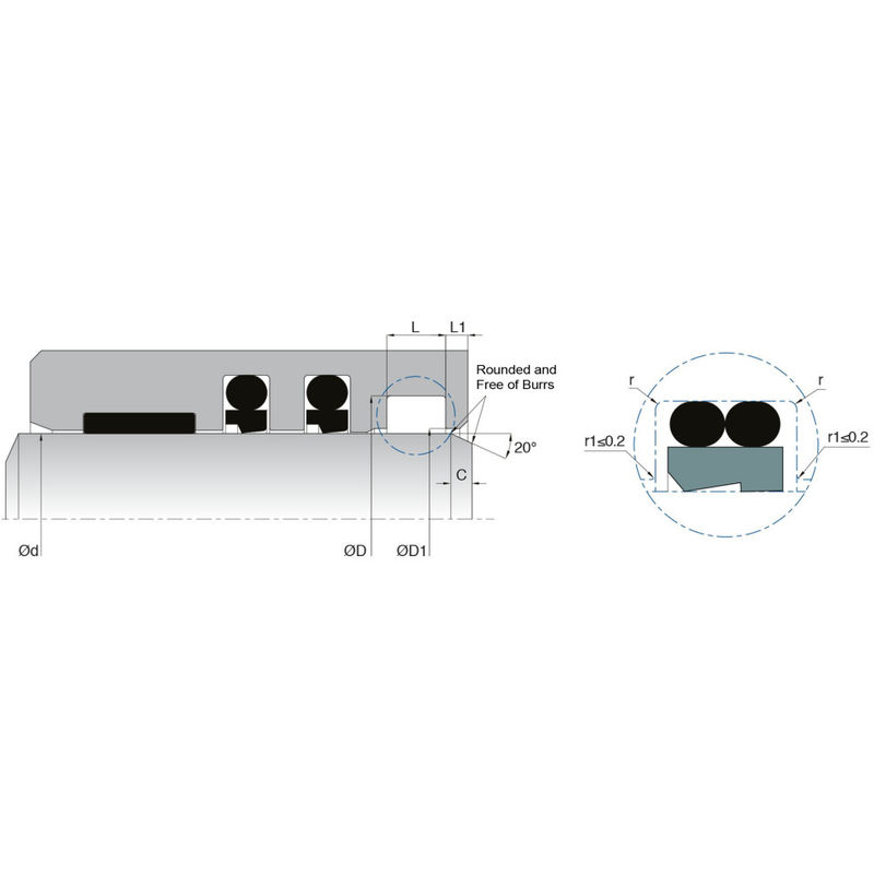 KL103 Tipe Segel Wiper PTFE gesekan rendah Untuk Silinder Pneumatik