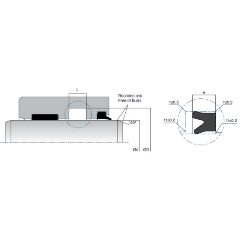KL84 Pneumatic Rod Seals Single Acting Uring Type Desain alur sederhana