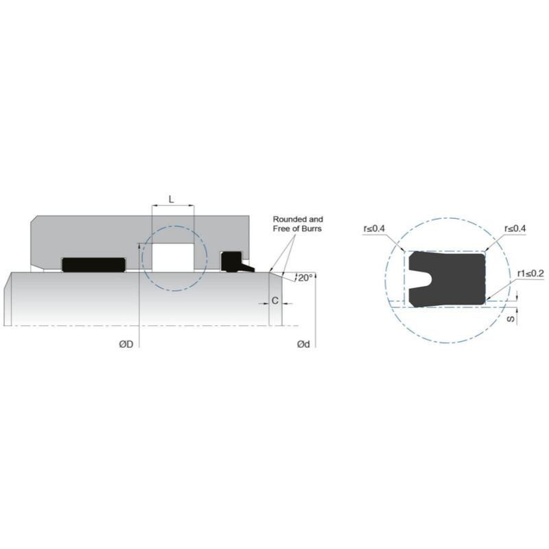 KL15 Single Acting HNBR Rod Seal Hydraulic Untuk Silinder Medium To Heavy Duty