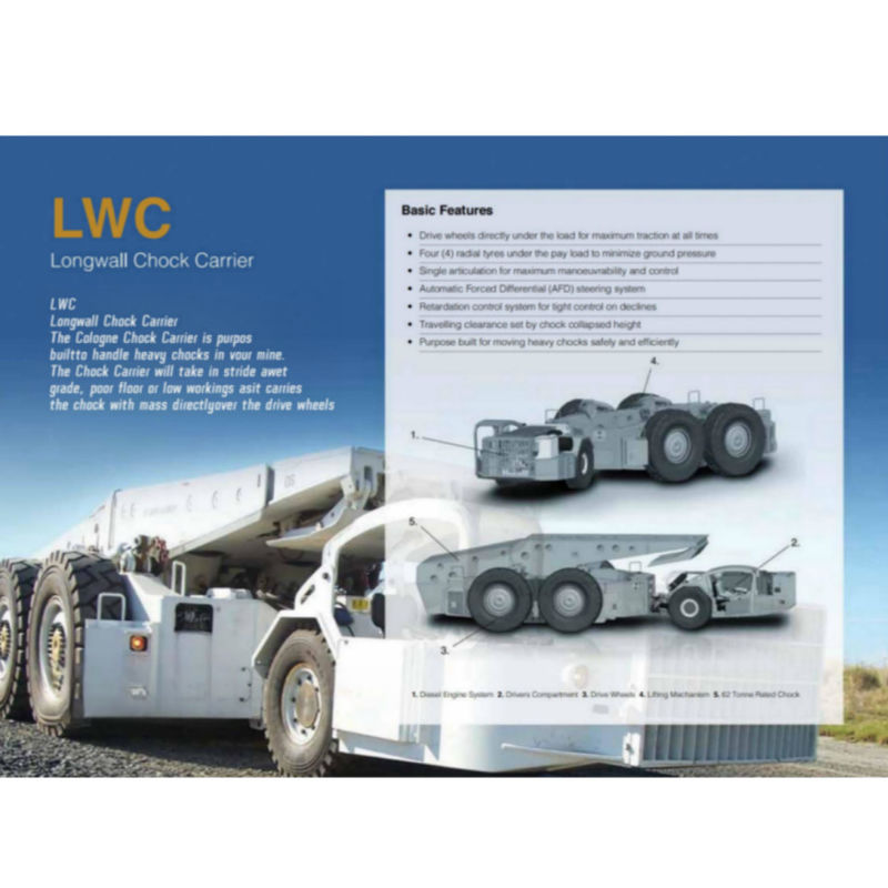 55/70T LWC Longwall Chock Carrier 10 Km/Hr 20 Km/Hr Untuk operasi bawah tanah tambang batubara
