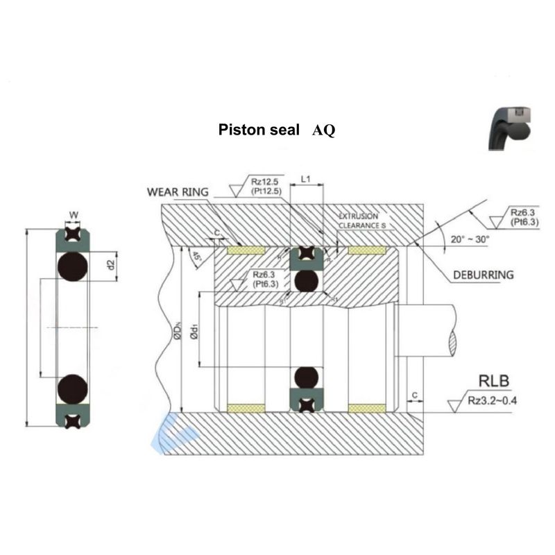 PTFE / NBR Bidirectional Piston Seal Kit Untuk Akumulator Piston Support Cylinder Dan Posisi Cylinder